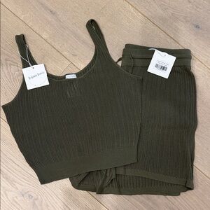 Kulani Kinis Olive Green Tank Top & Knit Shorts Set